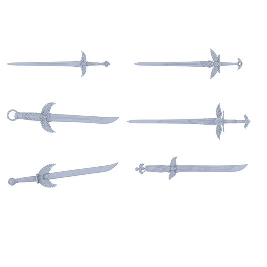 MRY-SFW LYGS376 Modern Wing Pattern Knight Sword Set 6 pcs