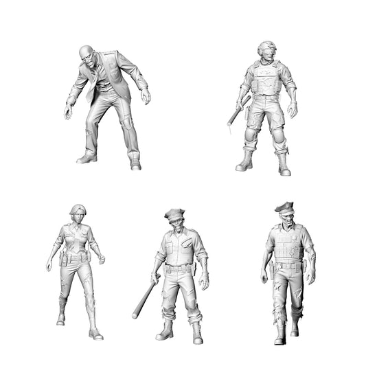 MRY-SFW LYGR309 3D Printed Police Station Zombie Figures Set - Patrol SWAT Female Officer Detective Auxiliary Police Unpainted Model Kit