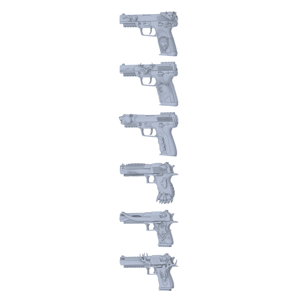 MRY-SFW LYGS277 Floral Beast Spirit Series - 6-Piece Classic Pistol Set Modified with Fierce Beast Elements