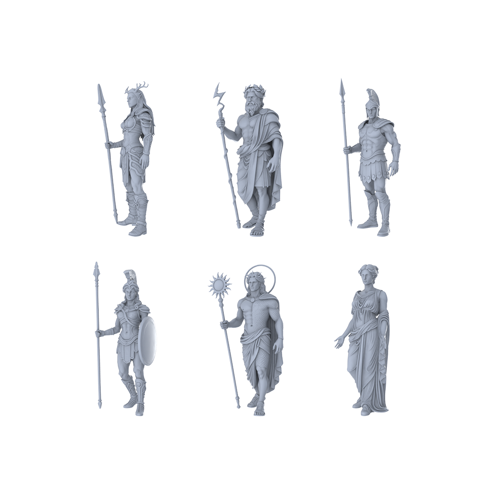 MRY-SFW LYTR471 Ancient Greek Mythology Deities Pantheon Group of 6 Miniature Car Diorama Figures Scene Props Accessories Resin