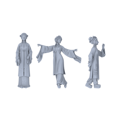Yao's Studio LYTR179 Opera Characters Resin Miniature Model 3-Figure Set, Unpainted Ancient Opera Figures, DIY Painting Scene Decoration Miniatures Diorama Resin Figures