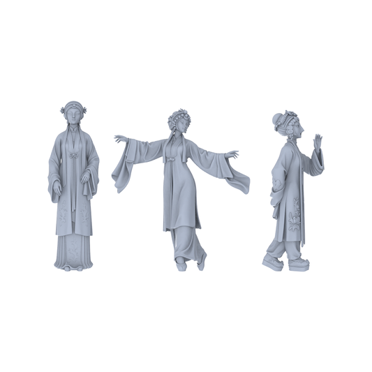 Yao's Studio LYTR179 Opera Characters Resin Miniature Model 3-Figure Set, Unpainted Ancient Opera Figures, DIY Painting Scene Decoration Miniatures Diorama Resin Figures