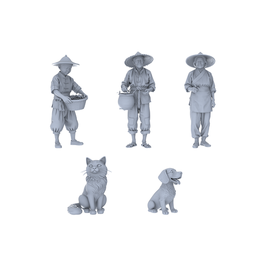 Yao's Studio LYTR170 Food Service Staff Resin Miniature Model 4-Figure Set, Unpainted Restaurant Worker Figures, DIY Painting Scene Decoration Miniatures Diorama Resin Figures