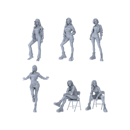 MRY-SFW LYTR519 Modern Street Trend Women Cool Group of 6 Mi – LCD 3D printed resin model kit, image 1