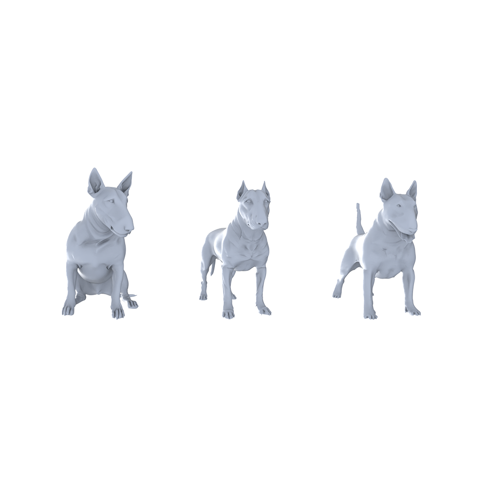 MRY-SFW LYTR536 Modern Bull Terriers Pose Group of 3 Miniature Car Diorama Figures Scene Props Accessories Resin