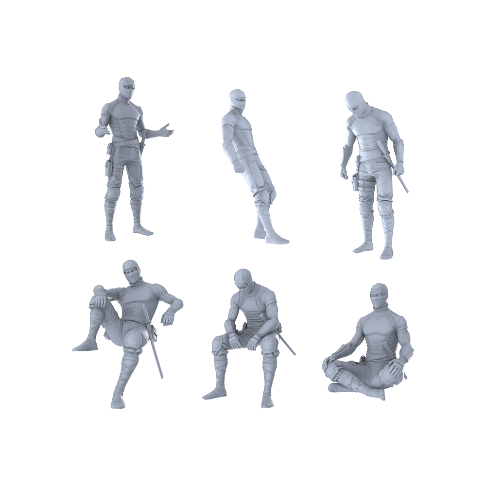 MRY-SFW LYGR211 Ninja daily action 2 war flag resin white mold theme war game miniature soldier scene figure hand model hand painting