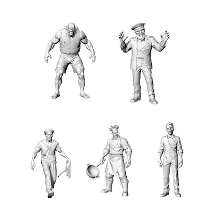 MRY-SFW LYGR316 3D Printed Cruise Ship Crew Zombies Set - Captain Sailor Chef Waiter Lifeguard Miniature Model Kit
