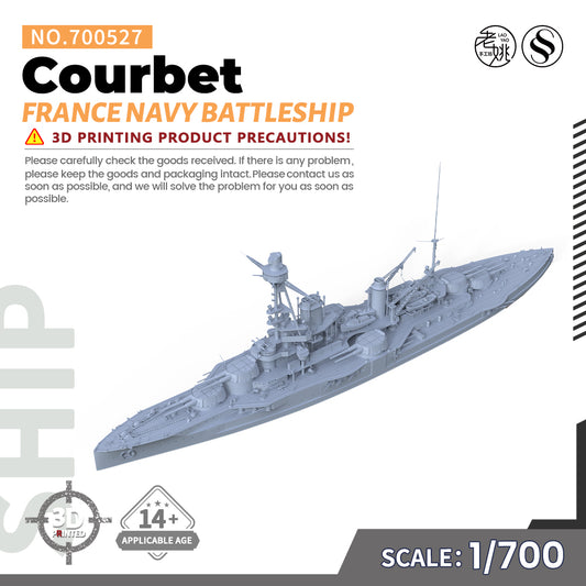 SSMODEL 527 1/700(600,720,800,900) Military Warship Model Kit France Navy Courbet Battleship