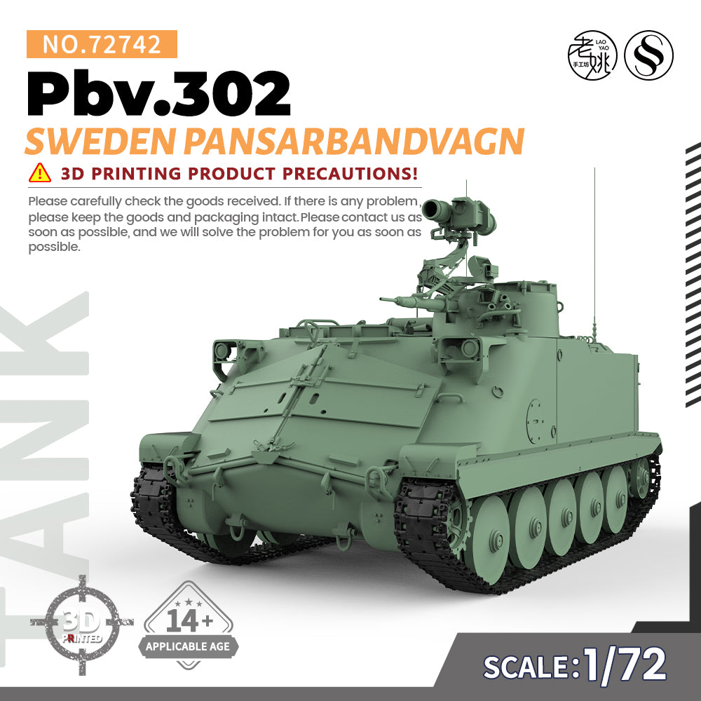 SSMODEL 742 Military Armoured Model Kit Sweden Pansarbandvagn 302