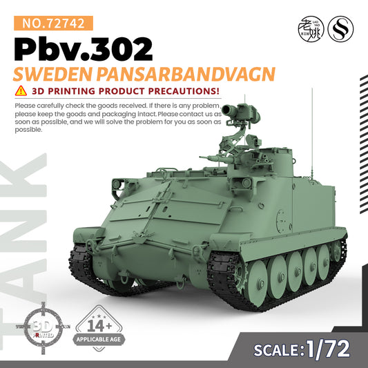 SSMODEL 742 V1.9 1/72(64,76,87) 25mm Military Model Kit Sweden Pansarbandvagn 302 WWII