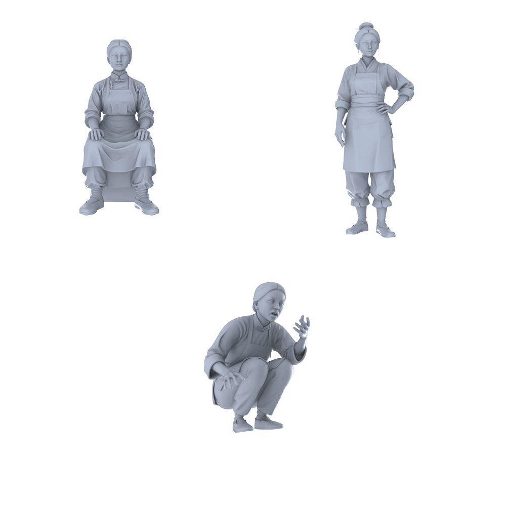 MRY-SFW LYTR687 Modern Figure Cook Food Service 3 pcs Miniature Car Diorama Figures Scene Props Accessories Resin