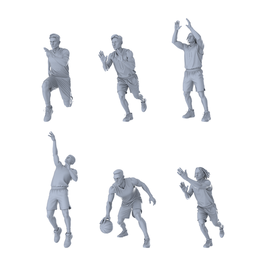 Yao's Studio LYTR275 Unpainted Miniature Basketball Players 6-Pack for Diorama & Hobby Painting Miniatures Diorama Resin Figures