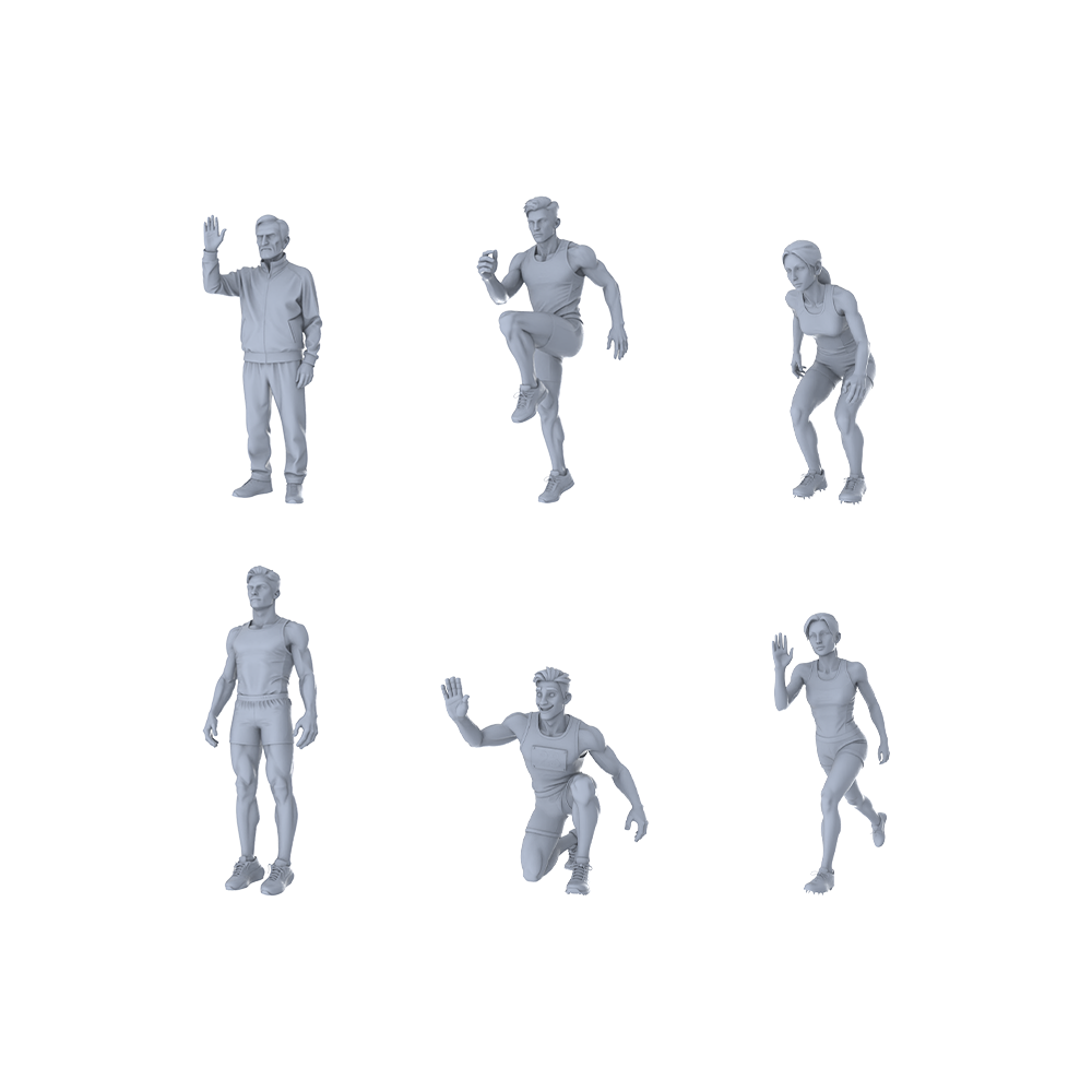 Yao's Studio LYTR325  Unpainted Track & Field Miniatures 6-Pack | For Sports Diorama & Hobby Painting Miniatures Diorama Resin Figures