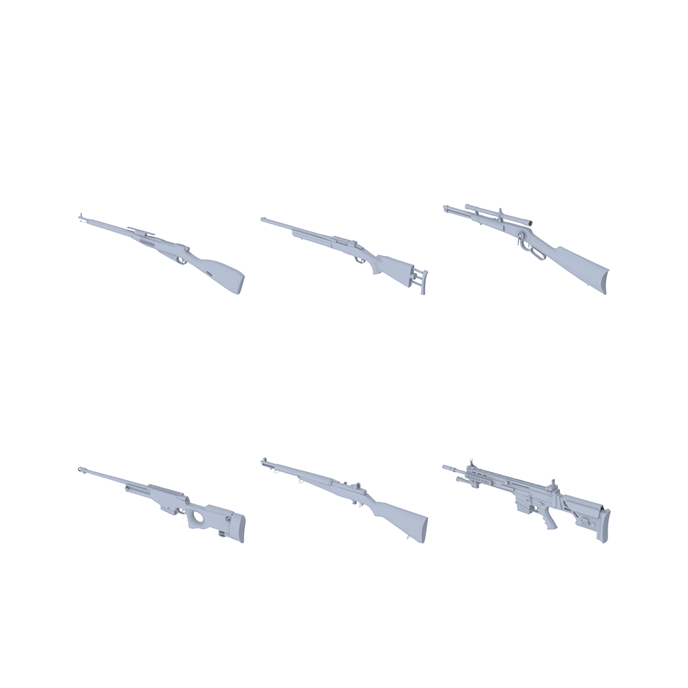 MRY-SFW LYGS007 Modern Mountain Recon Company Props - 6 Long-Barrel Sniper Rifle Set
