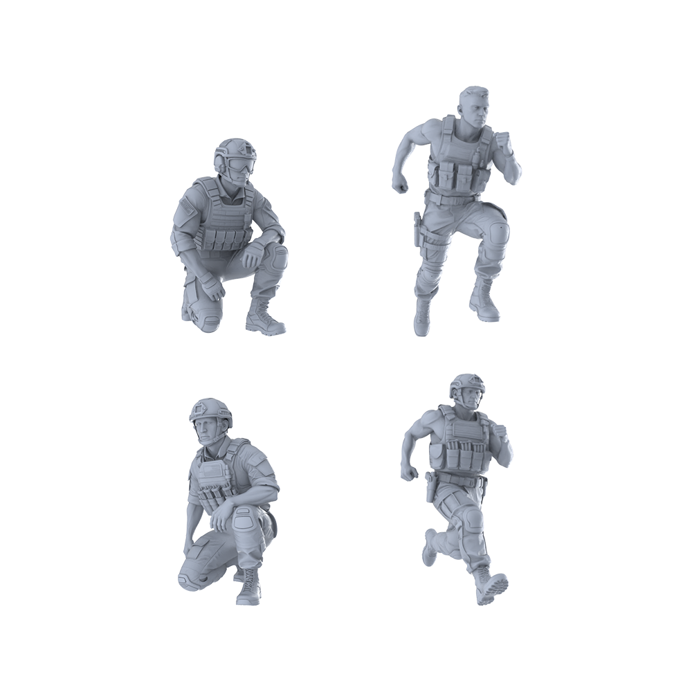 MRY-SFW LYTR396 Tactical 4-Pack, Ideal Military, Tabletop Painting Miniature Car Diorama Figures Scene Props Accessories Resin