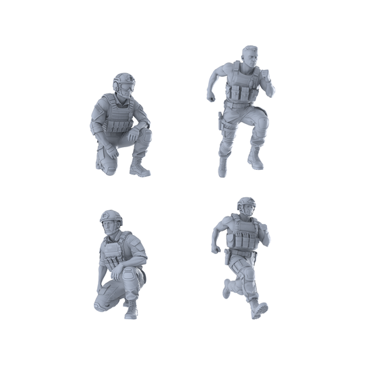 MRY-SFW LYTR396 Tactical 4-Pack, Ideal Military, Tabletop Painting Miniature Car Diorama Figures Scene Props Accessories Resin