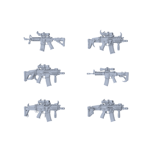 MRY-SFW LYGS167 Bull Fantasy Modified AR Rifle 3D Models - 6 Piece Untextured Set