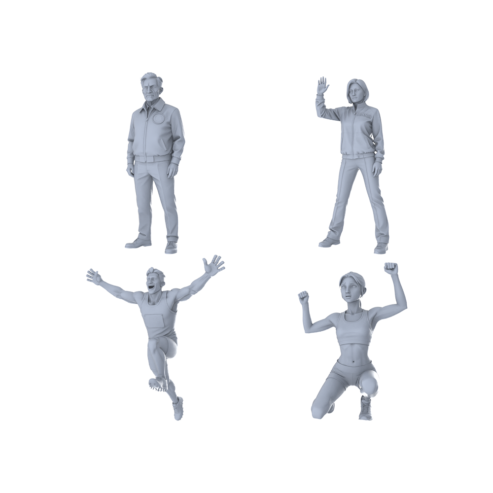 Yao's Studio LYTR326 Unpainted Sports Victory Miniatures 4-Pack | For Award Diorama & Hobby Painting Miniatures Diorama Resin Figures