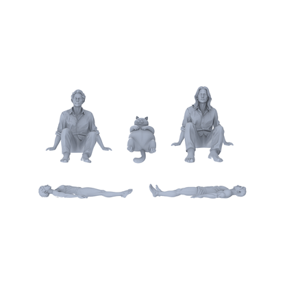 Yao's Studio LYTR177  Unpainted Lazy Rest Resin Miniature Figure & Pet 5-Piece Set, Hand-Painting Models for Versatile Diorama Building Miniatures Diorama Resin Figures