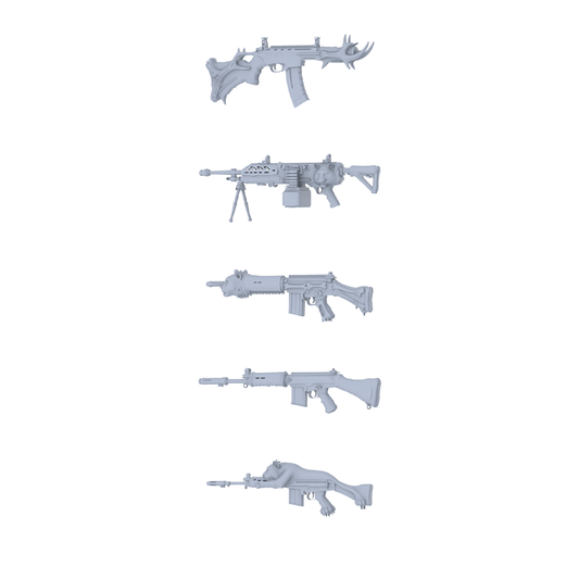 MRY-SFW LYGS322 Predator Totem Series - 5-Piece Tactical Machine Gun & Rifle Set Modified with Lion/Wolf/Leopard & Other Predator Shape Elements
