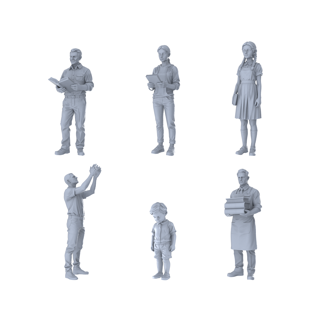 MRY-SFW LYTR362 Campus Life Hexad 6-Figure Set,  Teacher Student, DIY Paintingation Miniature Car Diorama Figures Scene Props Accessories Resin