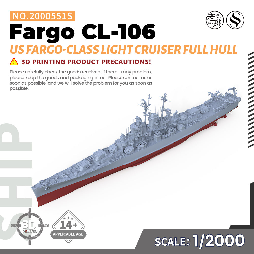 SSMODEL 551S Military Warship Model Kit US Navy Fargo class Light Cruiser CL-106