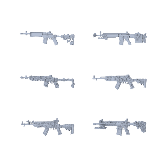 MRY-SFW LYGS183 Blooming Assault-Themed Modified Assault Rifle Set - 6 Gentle Fantasy Variants (Untextured)