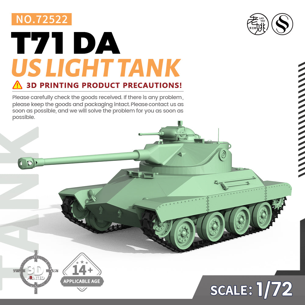 SSMODEL 522 Military Armoured Model Kit US T71 DA Light Tank