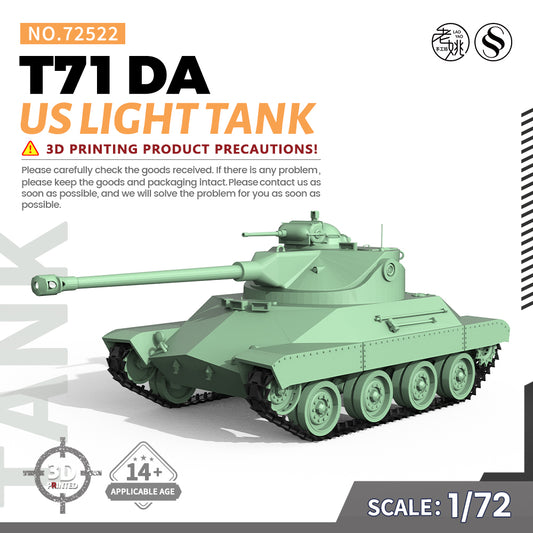 SSMODEL 522 Military Armoured Model Kit US T71 DA Light Tank