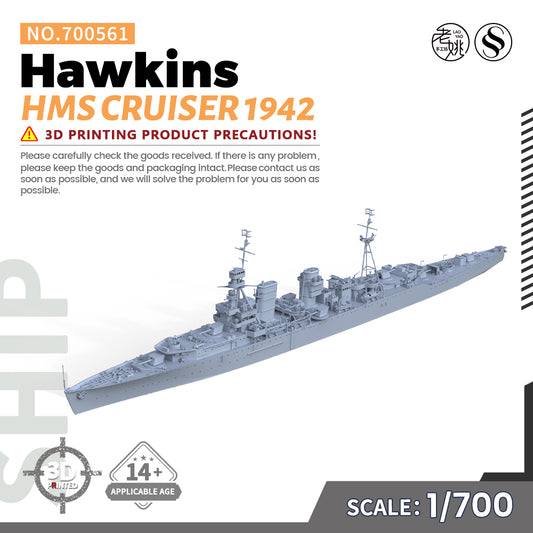 SSMODEL 561 Military Warship Model Kit HMS Hawkins Cruiser