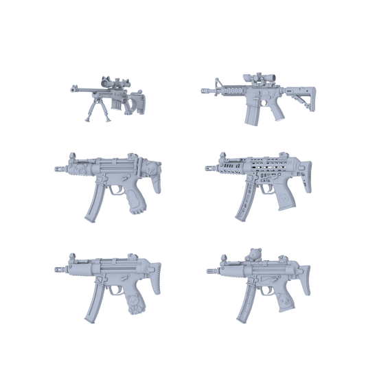 MRY-SFW LYGS160 Cute Bear Fantasy Modified Tactical Gun 3D Models - 6 Piece Untextured Set