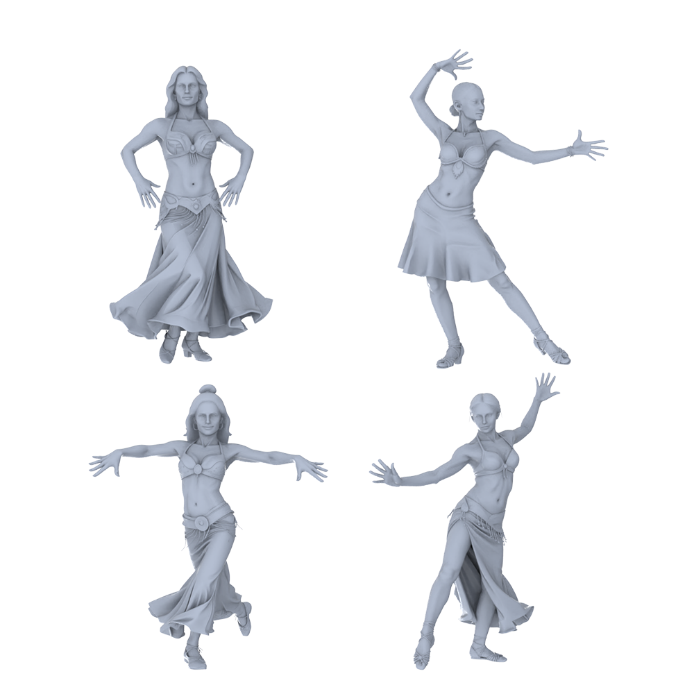 MRY-SFW LYTR754 Exotic Belly Dance Figure 4 pcs Miniature Car Diorama Figures Scene Props Accessories Resin
