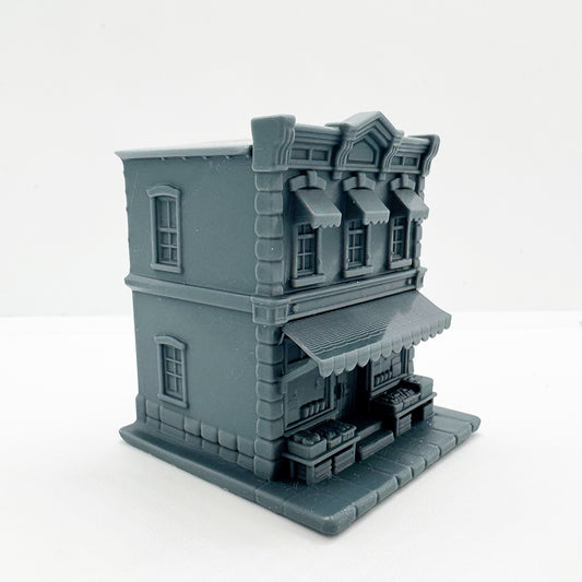 MRY-SFW LYTS117 3D Printed Vintage Two-Story Storefront Building Retro Urban Shop Miniature for Diorama Builders Model Train Layouts Collectors or Desktop Decor