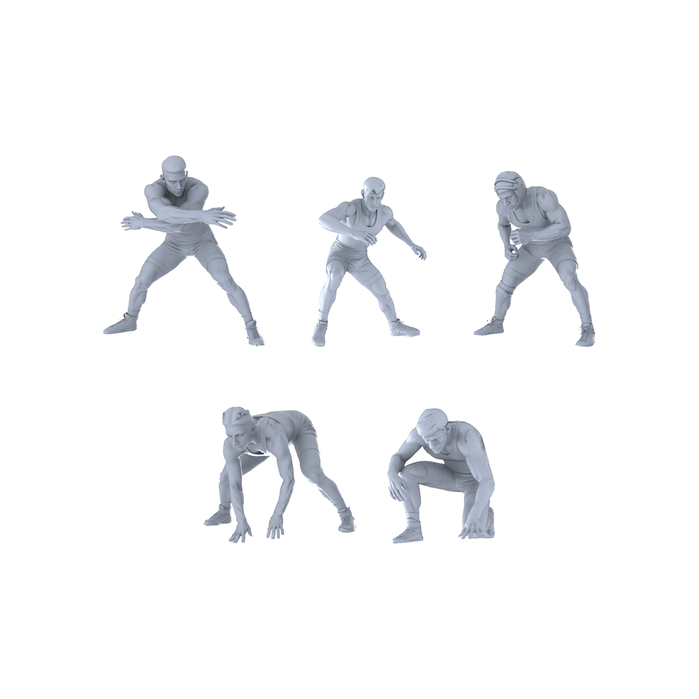 MRY-SFW LYTR558 Modern Court Wrestlers Pose Group of 5 Miniature Car Diorama Figures Scene Props Accessories Resin