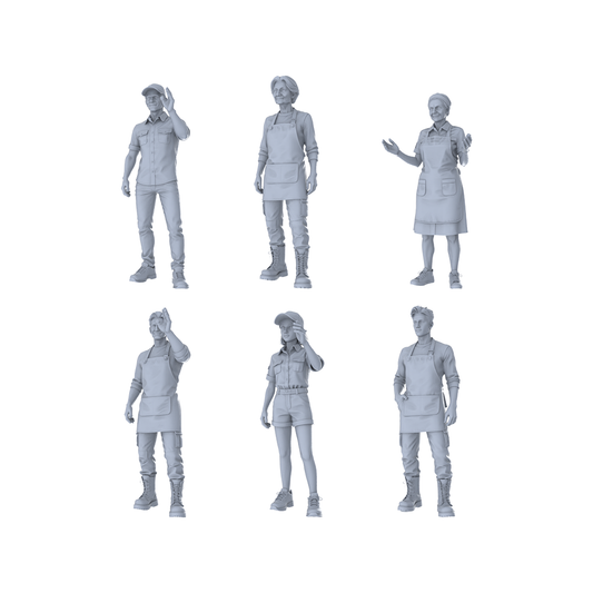 MRY-SFW LYTR372  Food Service Staff 6-Pack, Ideal Restaurant, Tabletop Painting Miniature Car Diorama Figures Scene Props Accessories Resin