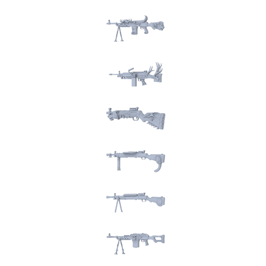 MRY-SFW LYGS275 Floral Forest Deer Series - 6-Piece General Purpose Machine Gun Set Modified with Antler & Fierce Beast Elements