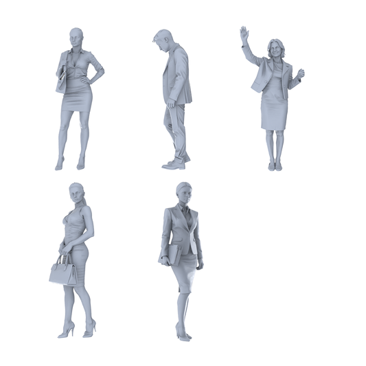 MRY-SFW LYTR702 Modern Figure Professional Businesswoman Commuting 5 pcs Miniature Car Diorama Figures Scene Props Accessories Resin