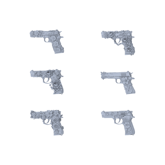 MRY-SFW LYGS177 Blooming Kiss-Themed Modified Pistol Set - 6 Gentle Fantasy Variants (Untextured)