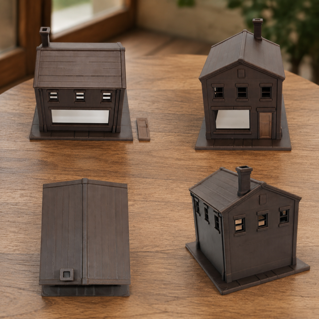 RHF0447 Triangular-roof wooden house with windows Desktop Ornament Sand Table Architecture Architectural Model Miniature House Small-scale Landscaping