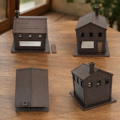 RHF0447 Triangular-roof wooden house with windows Desktop Ornament Sand Table Architecture Architectural Model Miniature House Small-scale Landscaping