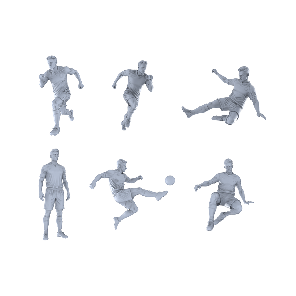 Yao's Studio LYTR267  Unpainted Miniature Soccer Players 6-Pack for Diorama & Hobby Painting Miniatures Diorama Resin Figures