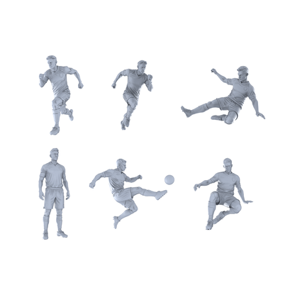 Yao's Studio LYTR267  Unpainted Miniature Soccer Players 6-Pack for Diorama & Hobby Painting Miniatures Diorama Resin Figures