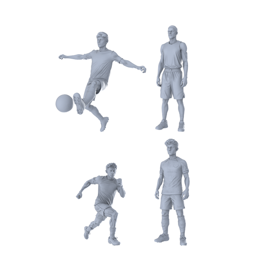MRY-SFW LYTR502 Modern Soccer Players Field Action Group of 4 Miniature Car Diorama Figures Scene Props Accessories Resin