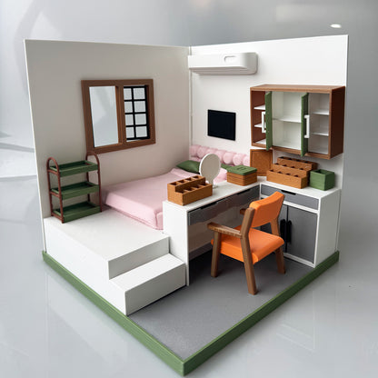 RHF121022 Beauty Bedroom 3D Printing DIY Miniature Scenes Dollhouse Frame Creative Decorations Desktop Scenarios Mini Models BJD OB Doll
