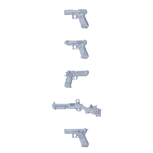 MRY-SFW LYGS286 Gear Rage Series - 5-Piece Sci-Fi Pistol Set Modified with Mechanical Gear Elements