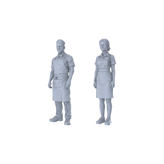MRY-SFW LYTR368  Chef Waiter 2-Pack, Ideal Restaurant, Tabletop Games Painting Miniature Car Diorama Figures Scene Props Accessories Resin