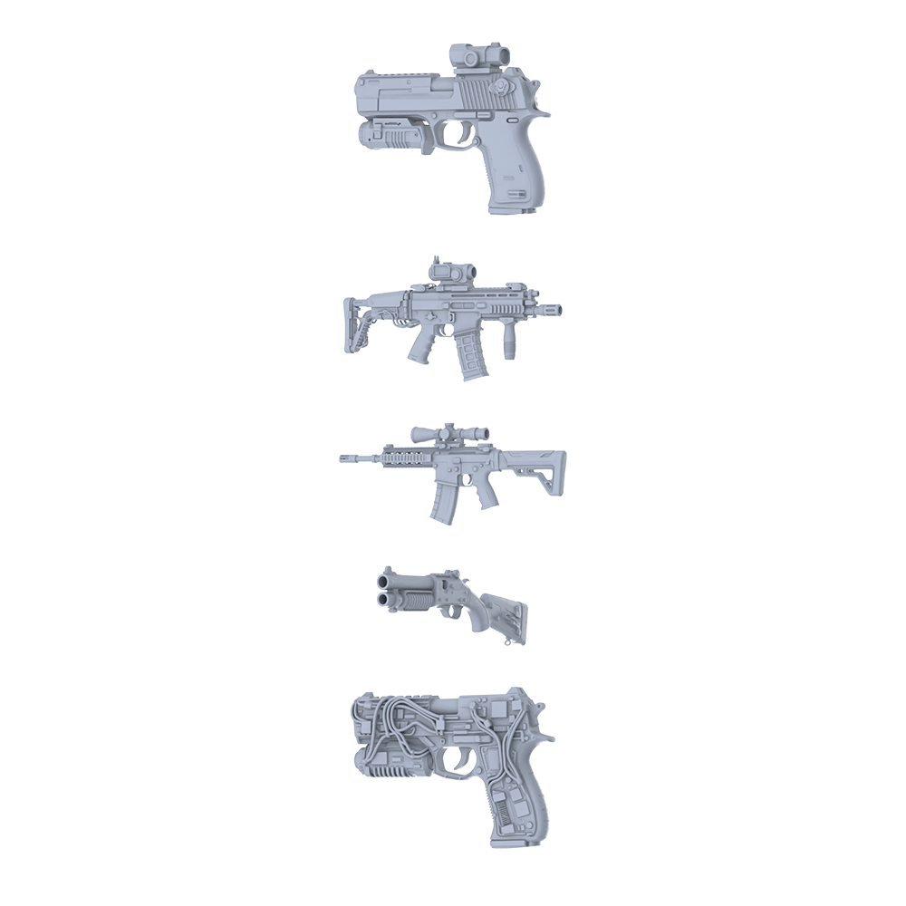 MRY-SFW LYGS153 Biopunk Fantasy Custom Compact Weapon Pack - 5 Unique Tube & Tactical Accessory Designs