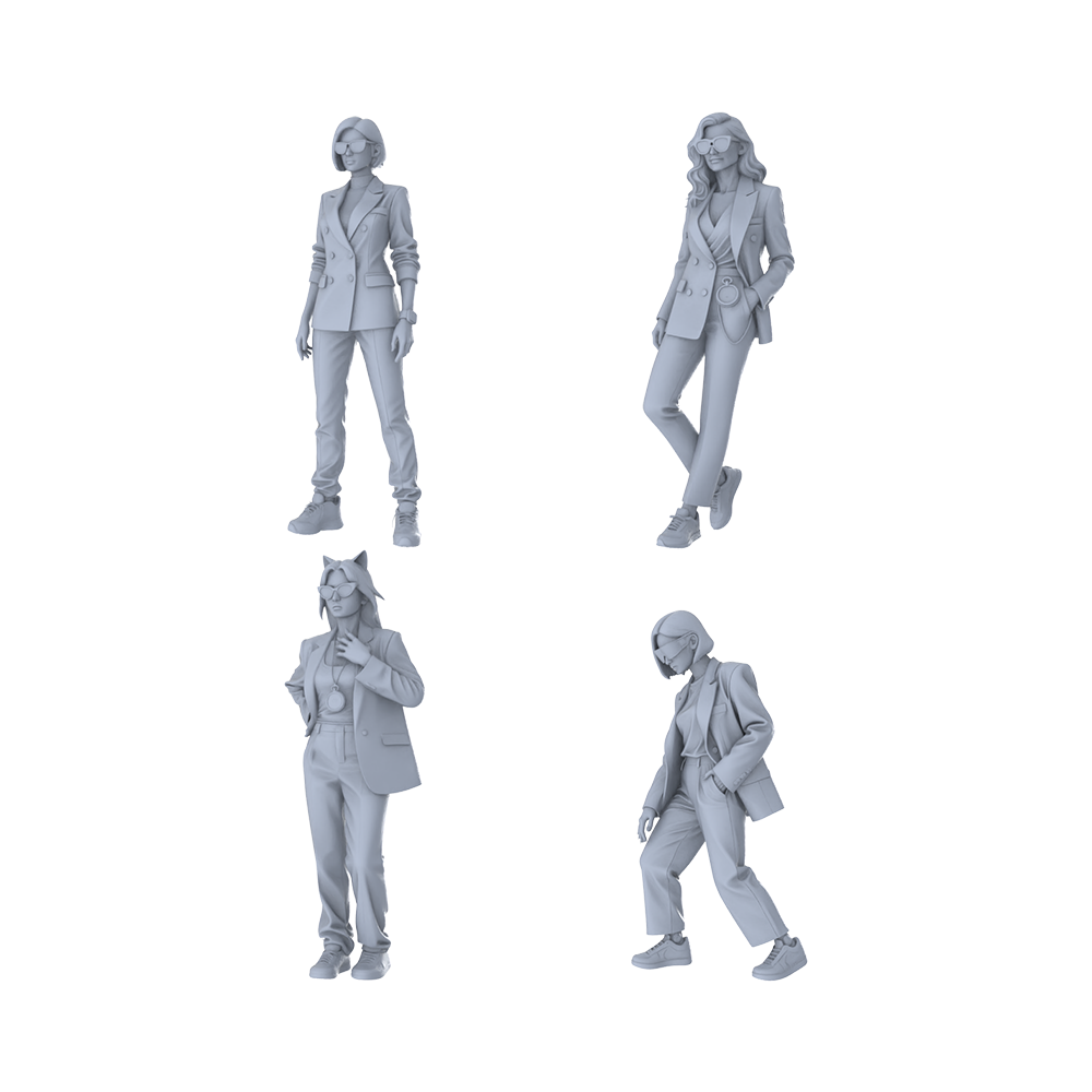 MRY-SFW LYGR165 All women in suits garage scene wargame model resin blank wargame miniature figure scene character figure hand painted
