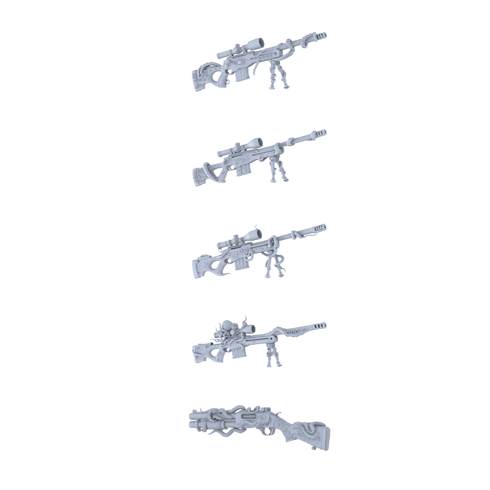 MRY-SFW LYGS312 Cthulhu Totem Series - 5-Piece Sci-Fi Sniper Rifle Set Modified with Full Octopus Shape Elements