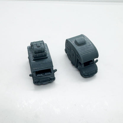 LYTS153 3D Printed Q-Style Cute Camper Van - Camping-Themed Miniature Model for Dioramas Collection Displays HO Scale